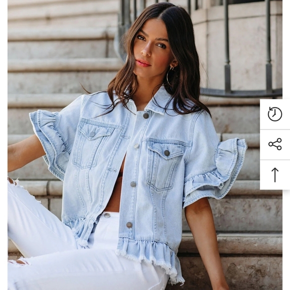 Twelve By Ontwelfth Jackets & Blazers - Twelve by Ontwelfth Light Blue Ruffle Sleeve Denim Jacket Size Large